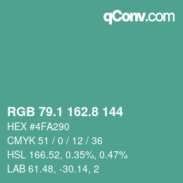 Color code: RGB 79.1 162.8 144 | qconv.com