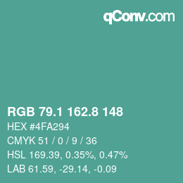 カラーコード: RGB 79.1 162.8 148 | qconv.com