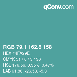 Color code: RGB 79.1 162.8 158 | qconv.com