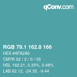 カラーコード: RGB 79.1 162.8 166 | qconv.com