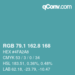 Farbcode: RGB 79.1 162.8 168 | qconv.com
