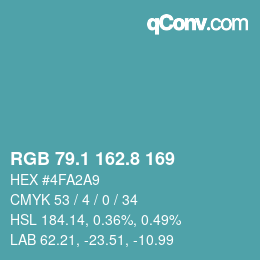 Farbcode: RGB 79.1 162.8 169 | qconv.com