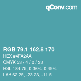 Color code: RGB 79.1 162.8 170 | qconv.com