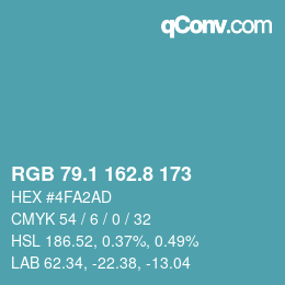 カラーコード: RGB 79.1 162.8 173 | qconv.com