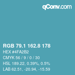 Color code: RGB 79.1 162.8 178 | qconv.com