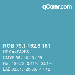 カラーコード: RGB 79.1 162.8 181 | qconv.com
