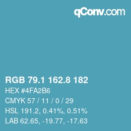 Color code: RGB 79.1 162.8 182 | qconv.com