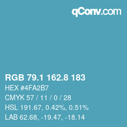 Color code: RGB 79.1 162.8 183 | qconv.com