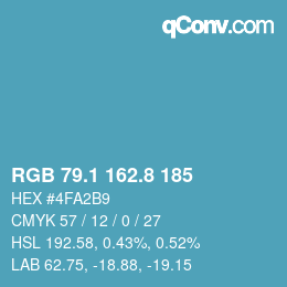 カラーコード: RGB 79.1 162.8 185 | qconv.com