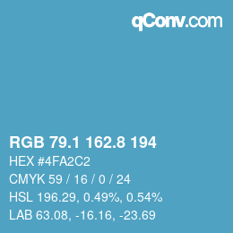 カラーコード: RGB 79.1 162.8 194 | qconv.com