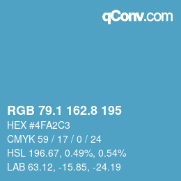 カラーコード: RGB 79.1 162.8 195 | qconv.com
