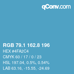カラーコード: RGB 79.1 162.8 196 | qconv.com