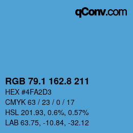 Color code: RGB 79.1 162.8 211 | qconv.com