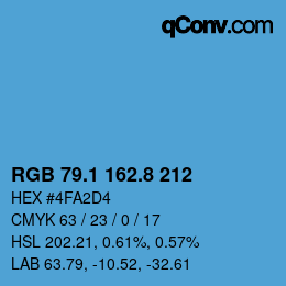 Color code: RGB 79.1 162.8 212 | qconv.com