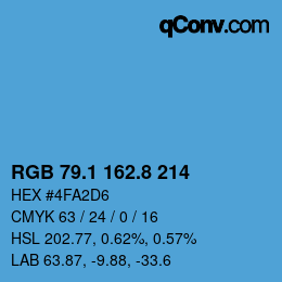 カラーコード: RGB 79.1 162.8 214 | qconv.com
