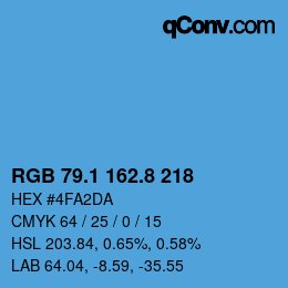 カラーコード: RGB 79.1 162.8 218 | qconv.com