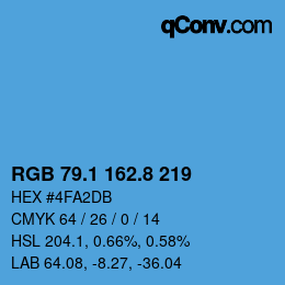 カラーコード: RGB 79.1 162.8 219 | qconv.com