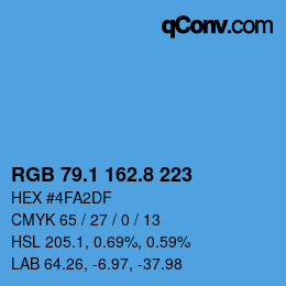 カラーコード: RGB 79.1 162.8 223 | qconv.com