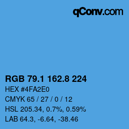 カラーコード: RGB 79.1 162.8 224 | qconv.com