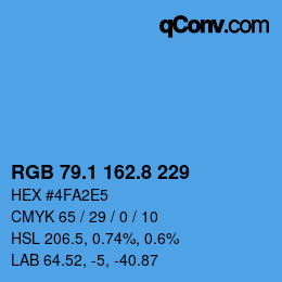 カラーコード: RGB 79.1 162.8 229 | qconv.com