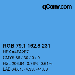 Color code: RGB 79.1 162.8 231 | qconv.com