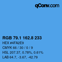 カラーコード: RGB 79.1 162.8 233 | qconv.com