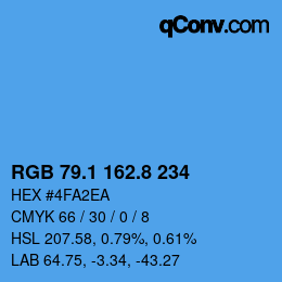 カラーコード: RGB 79.1 162.8 234 | qconv.com