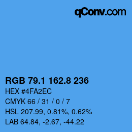 カラーコード: RGB 79.1 162.8 236 | qconv.com