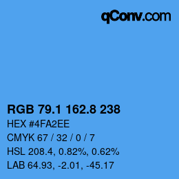カラーコード: RGB 79.1 162.8 238 | qconv.com