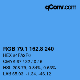 Farbcode: RGB 79.1 162.8 240 | qconv.com