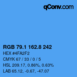 カラーコード: RGB 79.1 162.8 242 | qconv.com