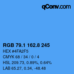 Color code: RGB 79.1 162.8 245 | qconv.com