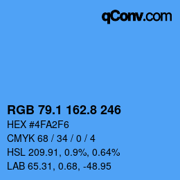 カラーコード: RGB 79.1 162.8 246 | qconv.com