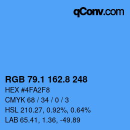 カラーコード: RGB 79.1 162.8 248 | qconv.com