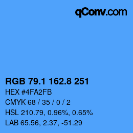Color code: RGB 79.1 162.8 251 | qconv.com