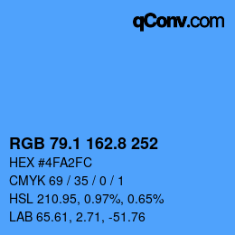 カラーコード: RGB 79.1 162.8 252 | qconv.com