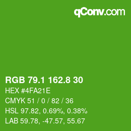 カラーコード: RGB 79.1 162.8 30 | qconv.com