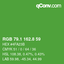 カラーコード: RGB 79.1 162.8 59 | qconv.com