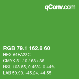 カラーコード: RGB 79.1 162.8 60 | qconv.com