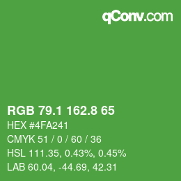 カラーコード: RGB 79.1 162.8 65 | qconv.com