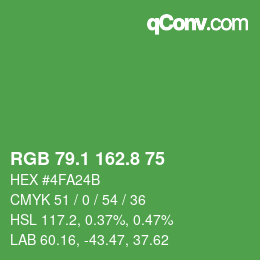 カラーコード: RGB 79.1 162.8 75 | qconv.com