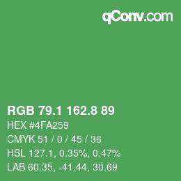カラーコード: RGB 79.1 162.8 89 | qconv.com