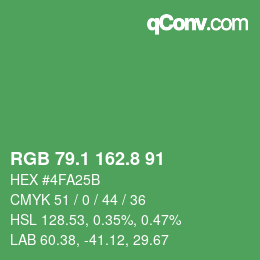 カラーコード: RGB 79.1 162.8 91 | qconv.com