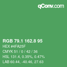 カラーコード: RGB 79.1 162.8 95 | qconv.com