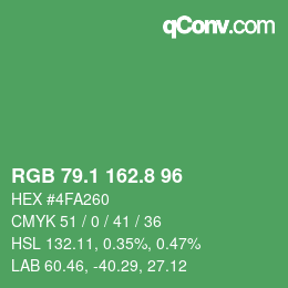 カラーコード: RGB 79.1 162.8 96 | qconv.com