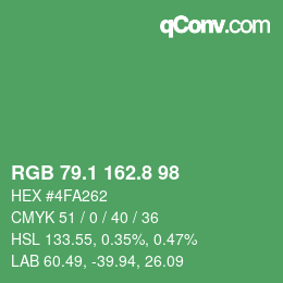 カラーコード: RGB 79.1 162.8 98 | qconv.com