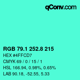 カラーコード: RGB 79.1 252.8 215 | qconv.com