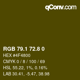 Color code: RGB 79.1 72.8 0 | qconv.com