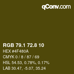カラーコード: RGB 79.1 72.8 10 | qconv.com