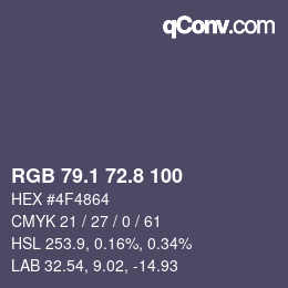 カラーコード: RGB 79.1 72.8 100 | qconv.com